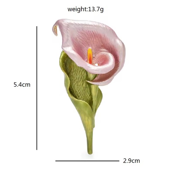 Rhodium Calla Lilly Flower & Pearl Brooch Pin - A New Day  Calla Lily Cream Floral Brooch – Enamel Floral Statement Pin